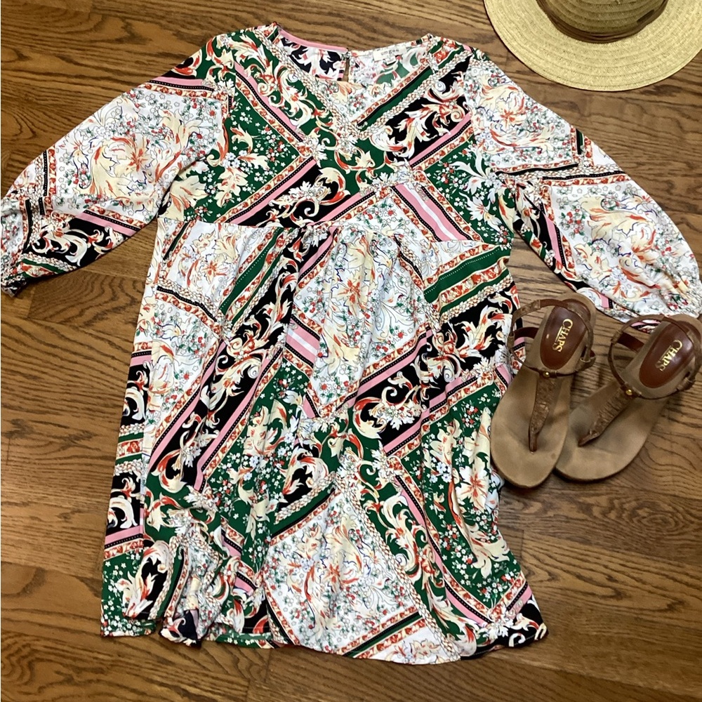 Umgee Empire waist boho tunic/dress Mulit Color Size Small. - Picture 3 of 11